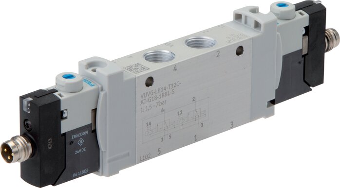 Exemplarische Darstellung: 2x 3/2-Wege Magnetventil mit Luftfeder (NC/NC)